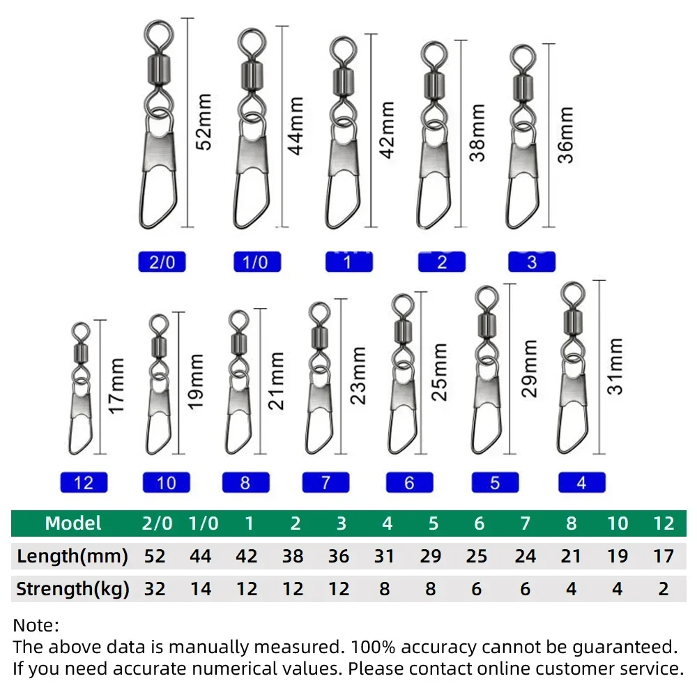 DNDYUJU 100 Uds. Conector de señuelo de pesca con Pin tipo A de acero inoxidable rodamiento de pesca giratorios accesorios de pesca de carpa - imagen 2