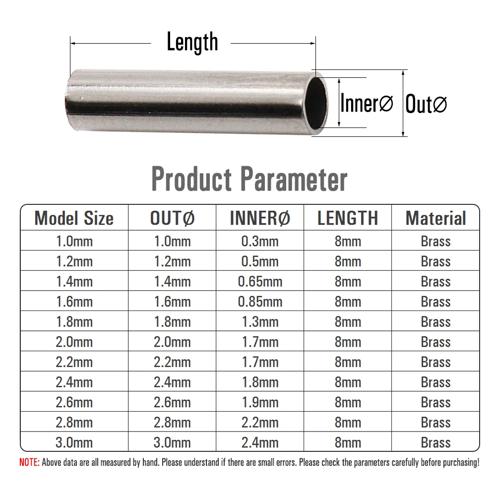 ICERIO-Manguitos de latón de un solo barril, anzuelos de aparejo de alambre, accesorios de tubo, engarzado, acabado negro, 100 Uds. - imagen 2