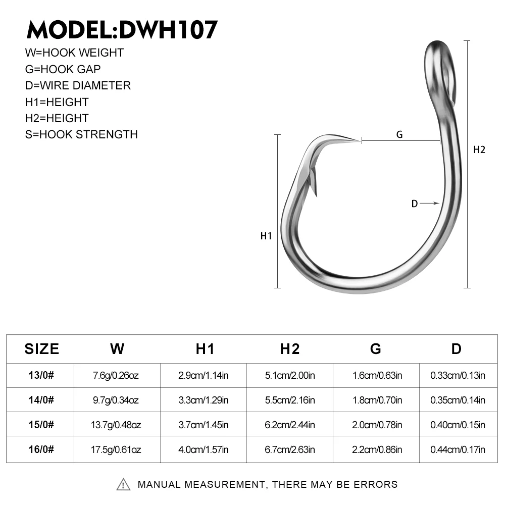 PROBEROS 5 piezas Anzuelos de pesca de acero inoxidable, tamaño 13/0 # 14/0 # 15/0 # 16/0 # son muy adecuados para la resistencia a la corrosión marina y b. - imagen 5