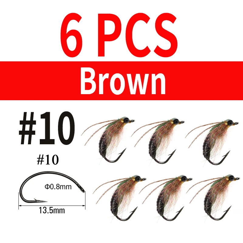 6pcs A Brown  10