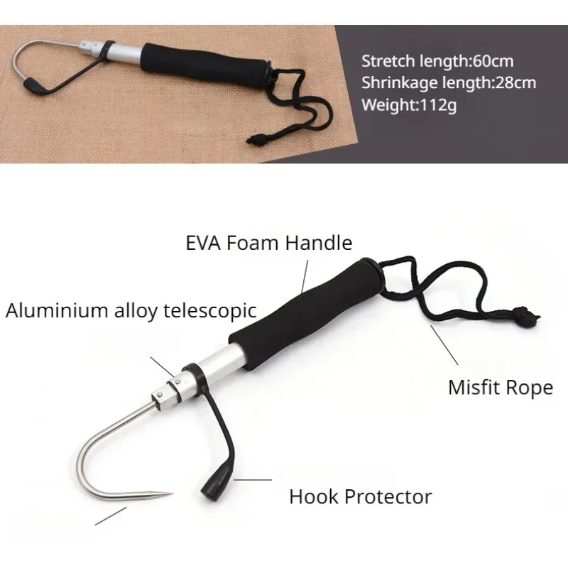 Anzuelo de pesca de mar, anzuelo retráctil de aleación de aluminio de acero inoxidable, anzuelo con mango de EVA, accesorios de equipo de pesca para peces grandes - imagen 5