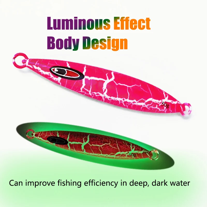 Testar plantilla de Metal luminosa 95mm 50gr Shore Jigging señuelo de Pesca brillante cabeza de Jigging plantilla lenta cebo de aguas profundas para Pesca de atún Kingfish - imagen 5