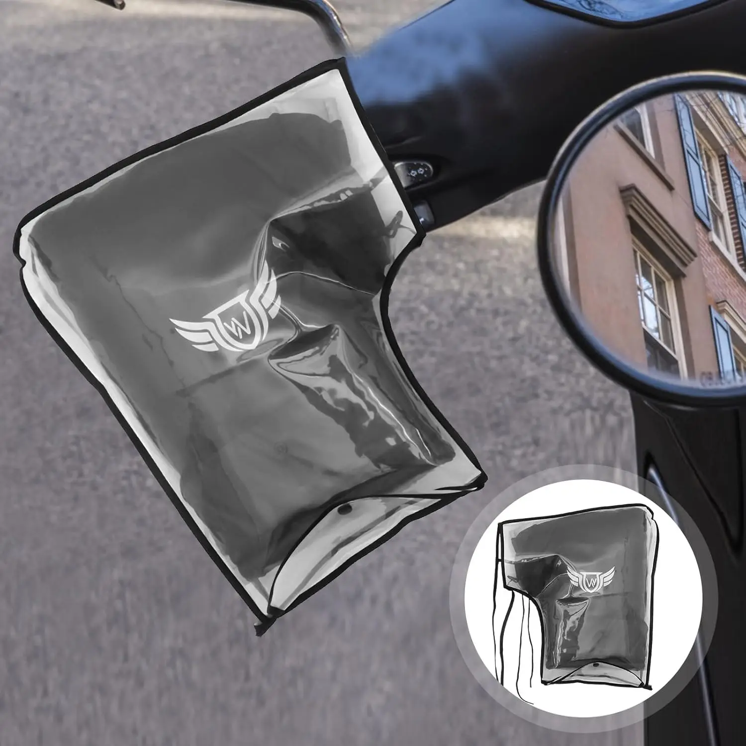 1 par de guantes de manillar a prueba de viento, guantes de invierno para mantener el calor al aire libre para motocicleta, vehículo, mango de bicicleta, guantes de cubierta protectora grande