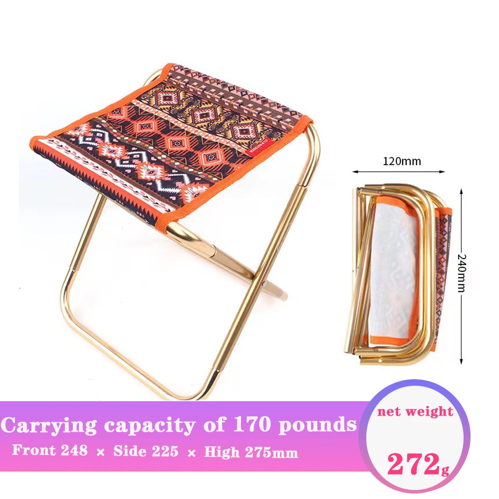 Taburete pequeño plegable, silla de pesca de aleación de aluminio, portátil, ultraligera, para pícnic, almacenamiento al aire libre - imagen 2