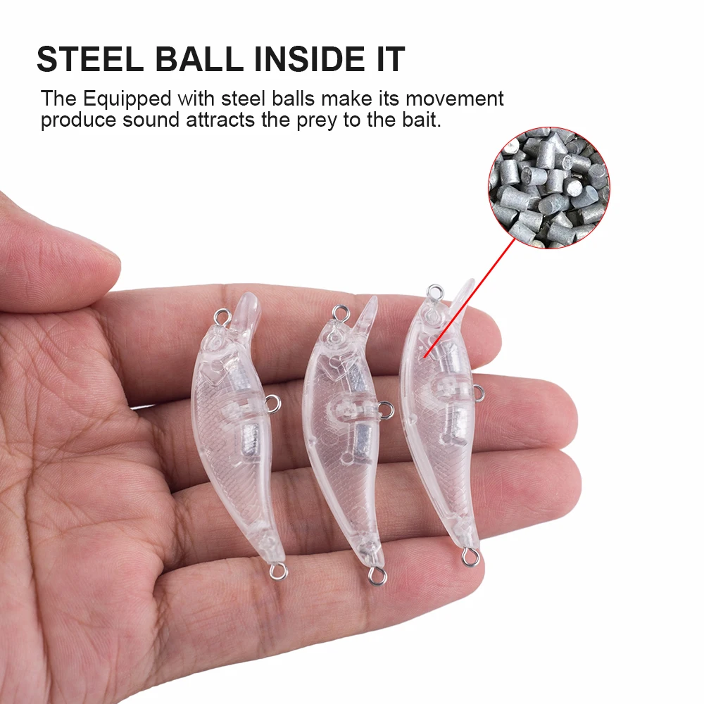 Hanlin-Minnow sin pintar, Señuelos de Pesca, aparejos de trucha y lubina, 10/20 piezas, 5CM, 3G - imagen 4