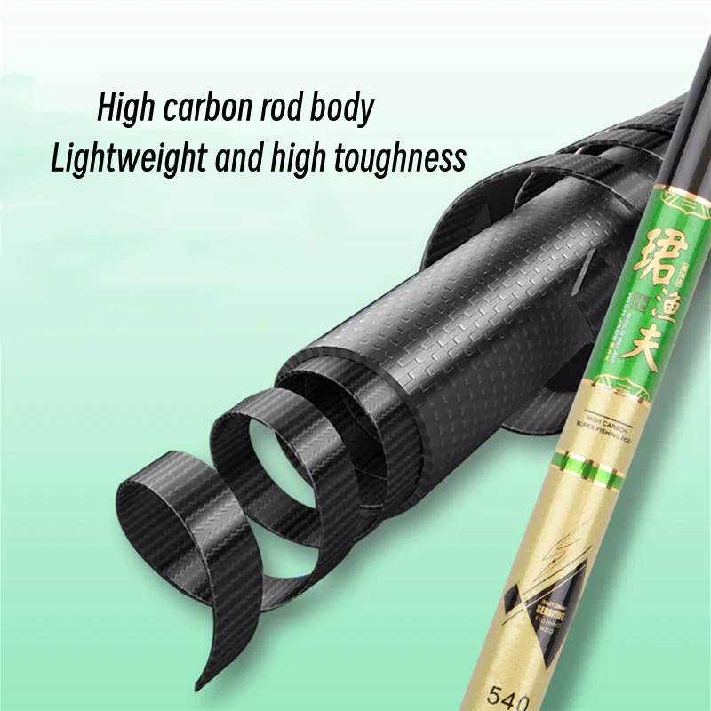 Caña de pescar telescópica de carbono, 2,7/3,6/4,5/5,4/6,3/7,2 m, flotador giratorio ultraligero de viaje de carbono, caña de agua de mar para carpa al aire libre - imagen 2