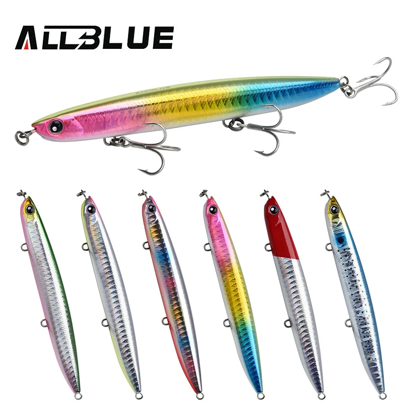 ALLBLUE SPRROW-señuelo de pesca de 110mm y 130mm, palo que se hunde, lápiz, ojos 3D, peso fijo, cebo Artificial de fundición larga, lubina - imagen 2