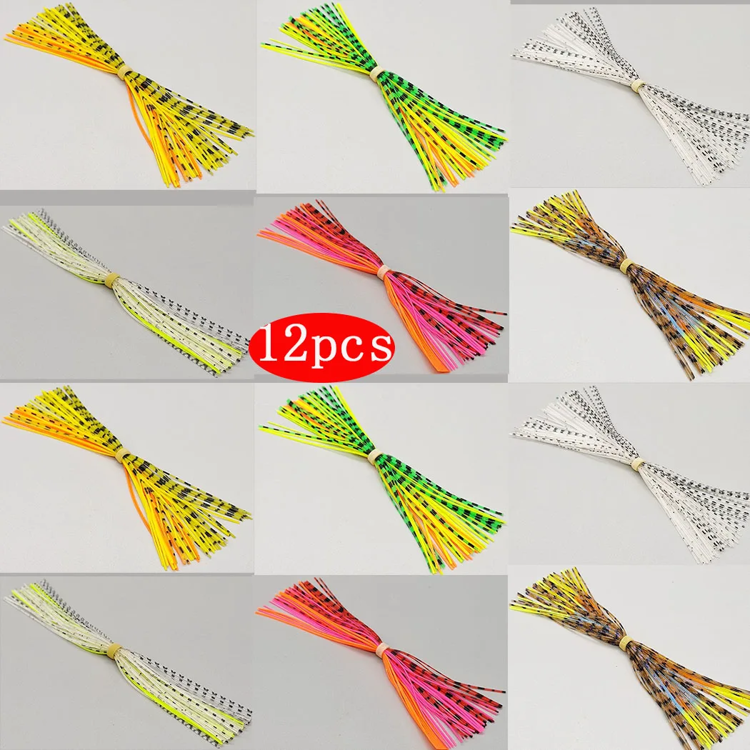 Paquete de 12 faldas de pesca de silicona de 13cm para Spinnerbait Buzzbait, señuelos de goma, faldas de calamar DIY, accesorios de Material para atado de moscas - imagen 2