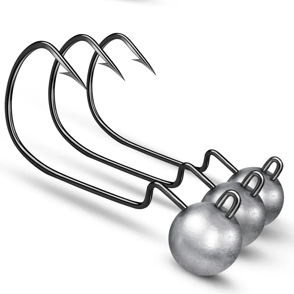 5 unids/bolsa 3,5g-10g cabeza de anzuelo de pesca con púas bola redonda anzuelos de pesca Jigging de acero alto en carbono para señuelo suave gusano - imagen 4