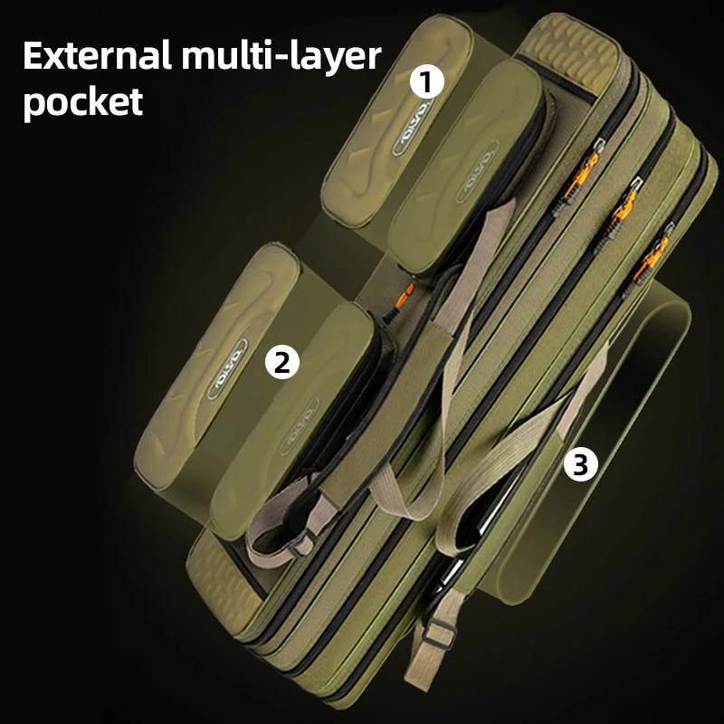 Bolsa de caña de pescar de 2/3/4 capas, 80-130CM, mochila de almacenamiento de equipo de pesca grande recta, bolso de entrenamiento para deportes al aire libre, bolso de caña de mar - imagen 5