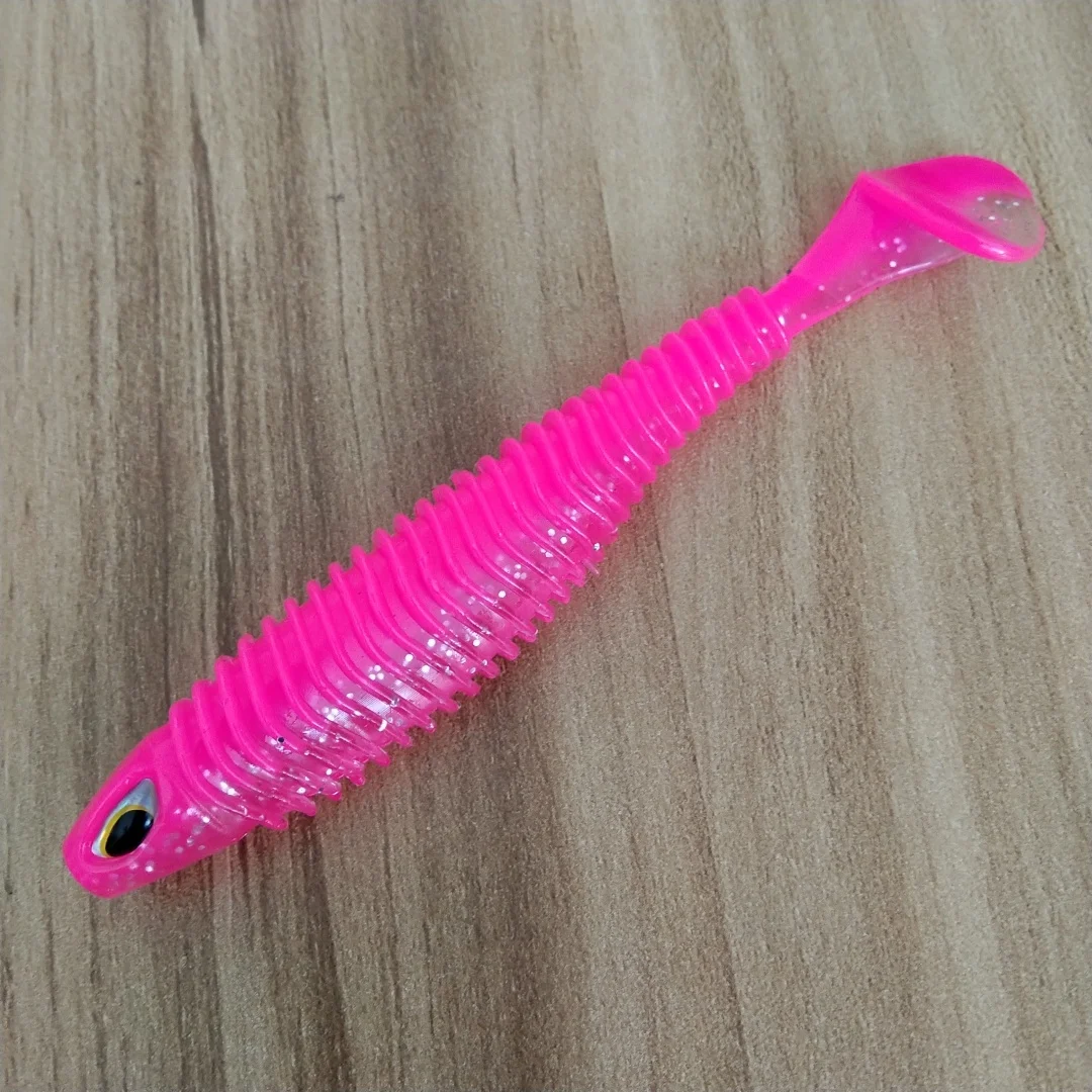 10 Uds. Señuelos blandos grandes 6,5 cm 7,5 cm 10,5 cm cola en T gusano Pesca de carpa Swimbait equipo cebo de silicona - imagen 5