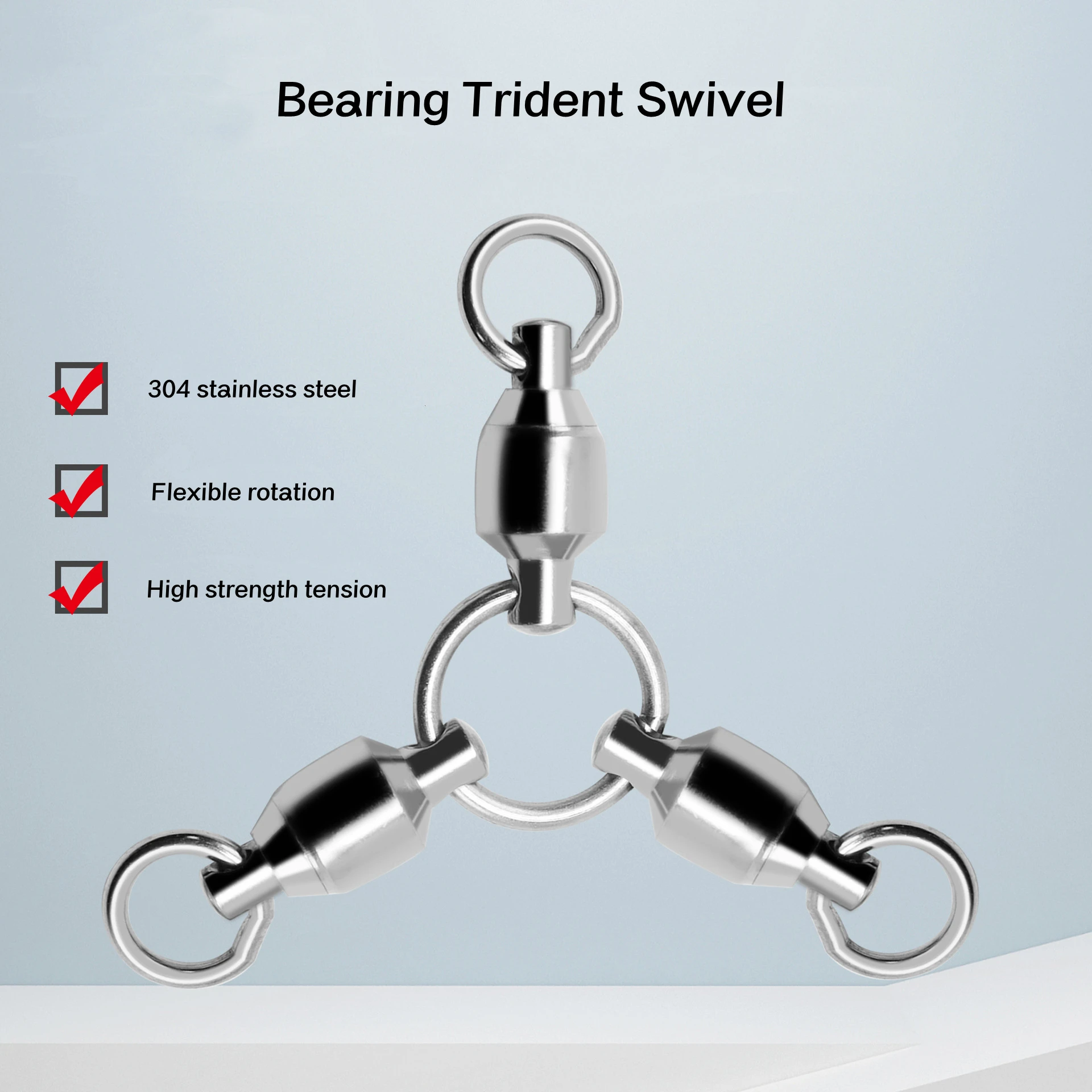 ZYZ 2/4 Uds pesca giratoria de tres vías pesca en barco de mar conector de rodamiento resistente accesorios de pesca de acero inoxidable - imagen 4