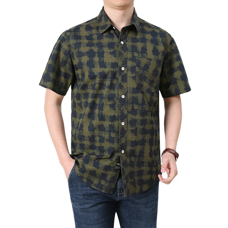 Camisa a cuadros de manga corta para hombre, camisa informal de gran tamaño de algodón puro inglés, ropa de ocio, 5XL, A2F819 - imagen 5