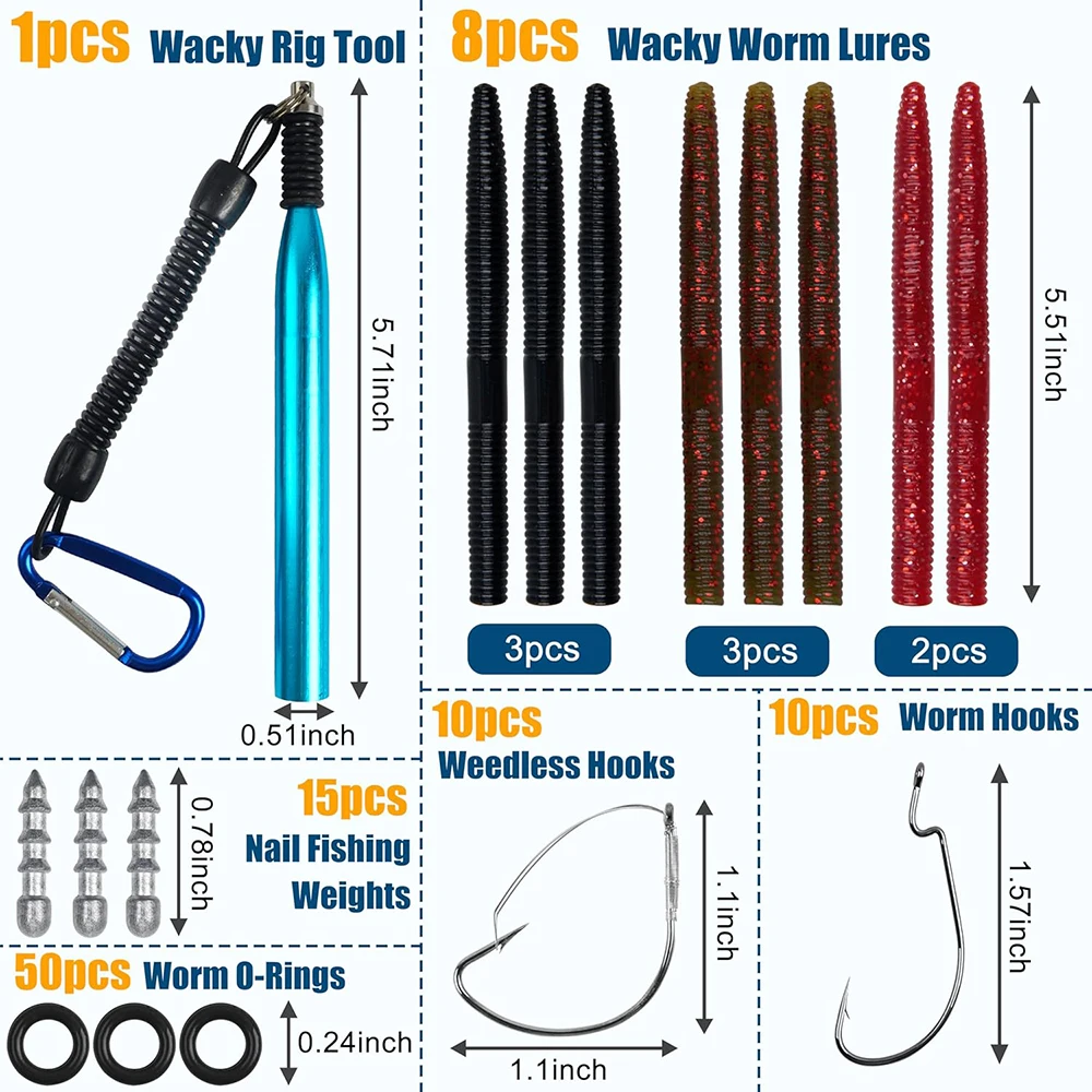 Kit Wacky Rig para lubina – Herramienta, anillas O y anzuelos - imagen 2