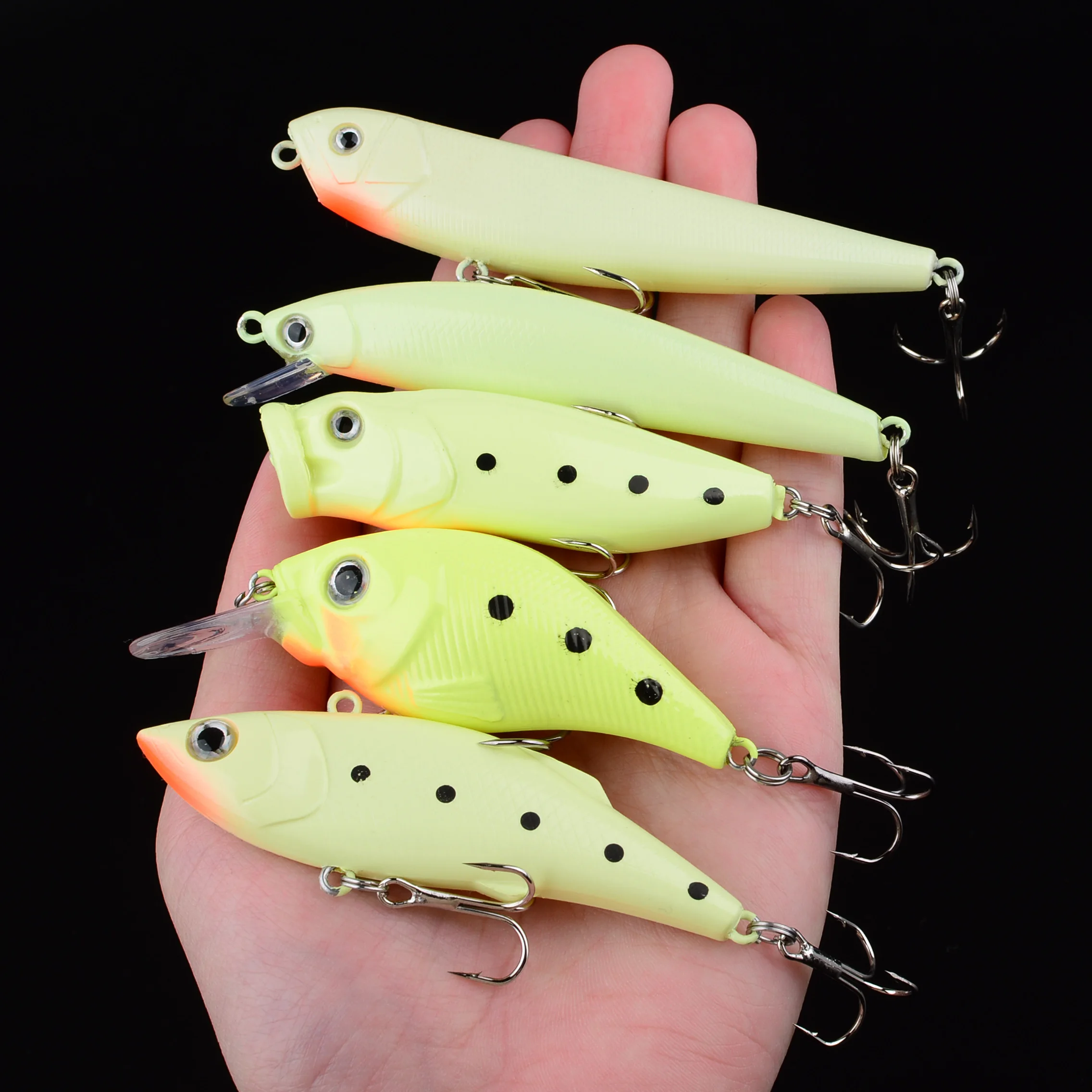 5 uds señuelo de Pesca luminoso brillo Popper Minnow Crankbait VIB lápiz Wobblers cebo Artificial duro Lucio Pesca Isca - imagen 4