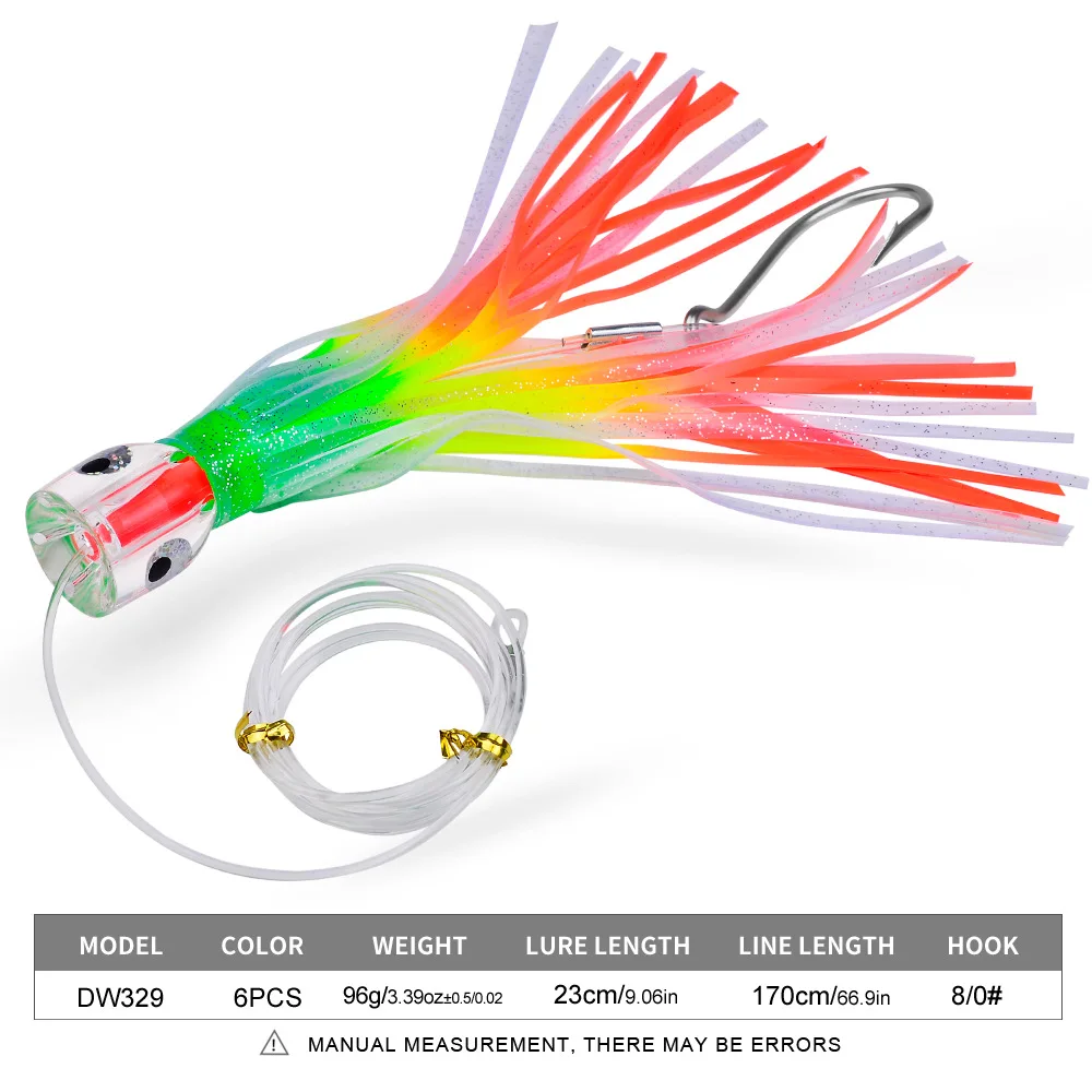 230mm 96g 9 pulgadas falda de pulpo cebo señuelo de curricán con agujero de agua aparejos de pesca accesorios de pesca al aire libre duradero práctico - imagen 2