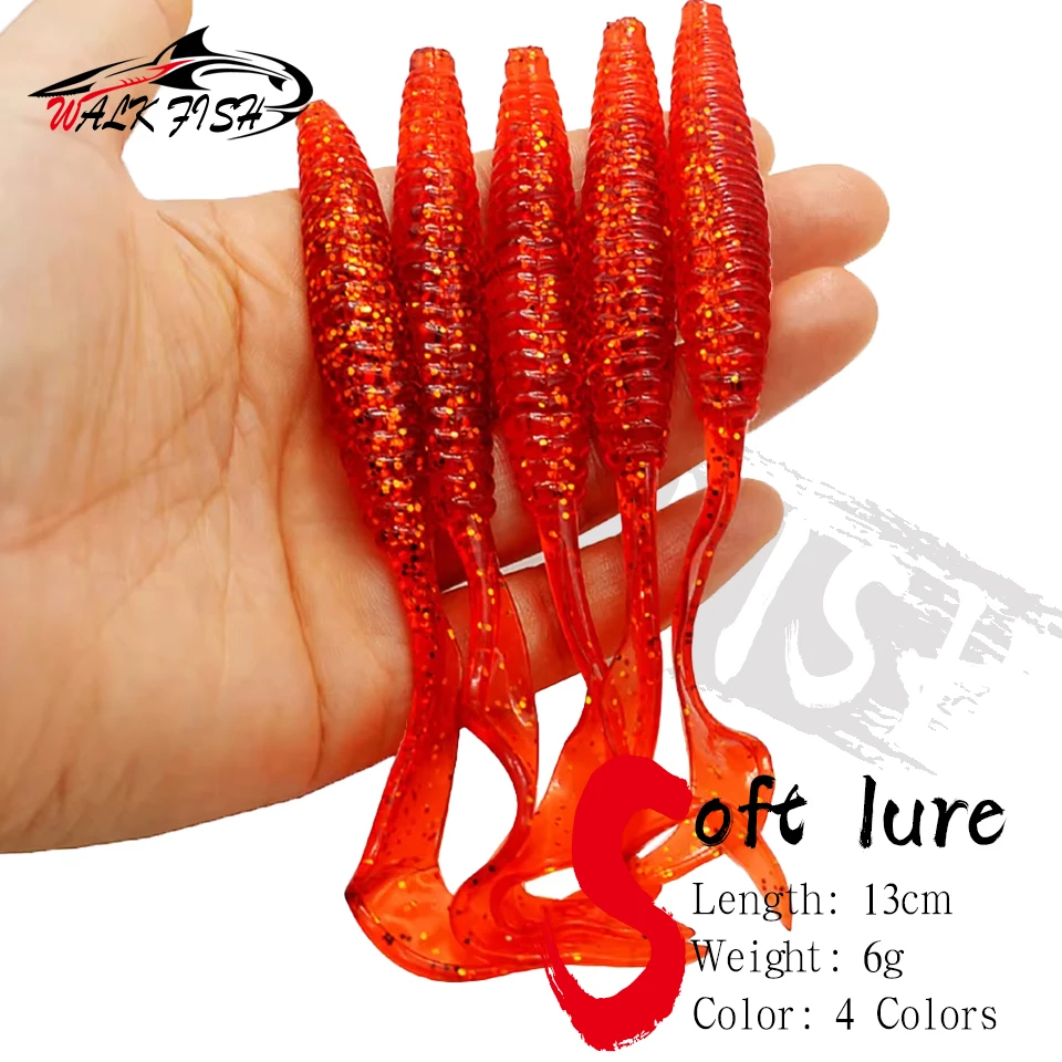 WALK FISH Señuelo Blando 13cm con Rosca – Cola Larga para Lubina