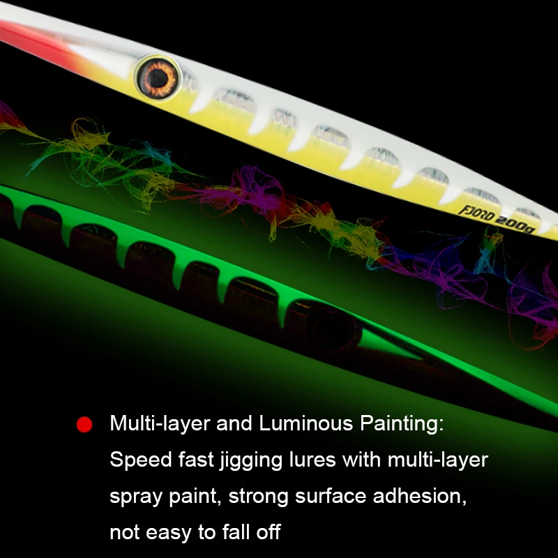 FJORD-señuelo de pesca en el mar, anzuelo de fundición larga de 100g, 150g y 200g, Jigging de plomo de Metal para pesca Al curricán, artículos de cebos de pesca brillantes en agua salada - imagen 5