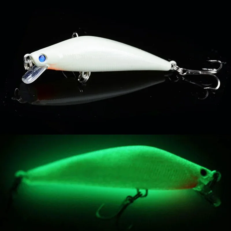 Señuelo de pesca luminoso Minnow, 1 unidad, 8cm, 8g, cebo duro Artificial nocturno con 6 #   Anzuelos triples Crankbait para aparejos de lubina y carpa - imagen 2