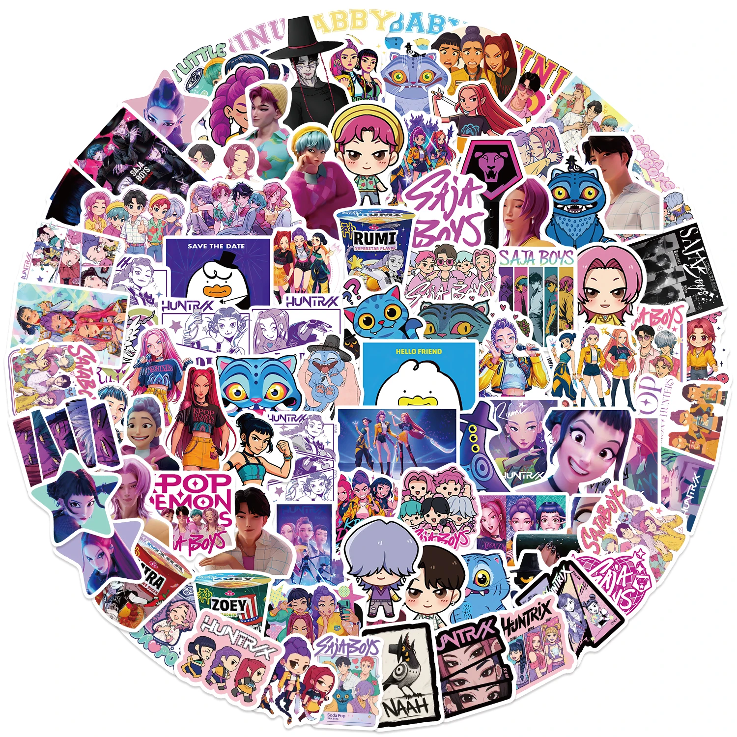 50/60/110 Uds HUNTR/X SAjA Boys K-POP DEMON HUNTERS película RUMI pegatinas teléfono guitarra portátil maleta pegatina impermeable - imagen 2