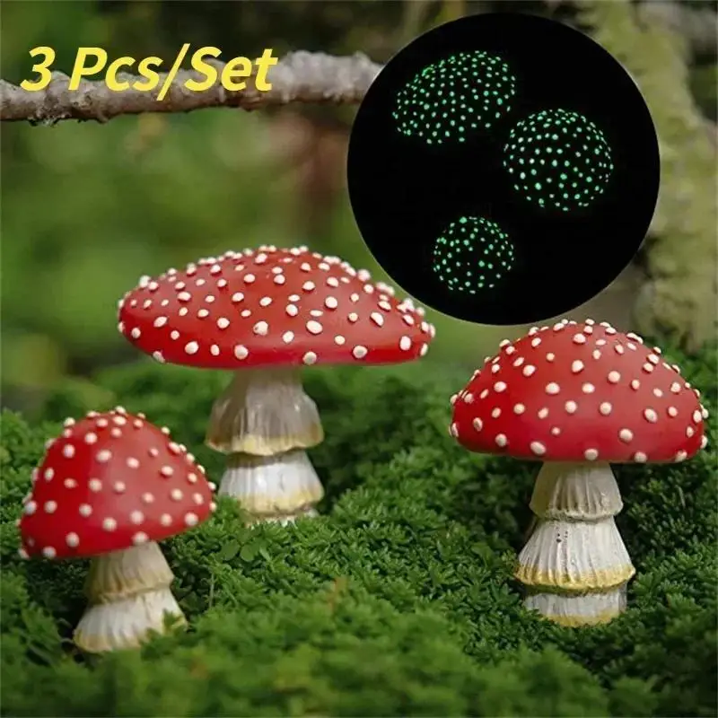 Mini Hongos Luminosos – Set de 3 Figuras de Resina para Jardín - imagen 3