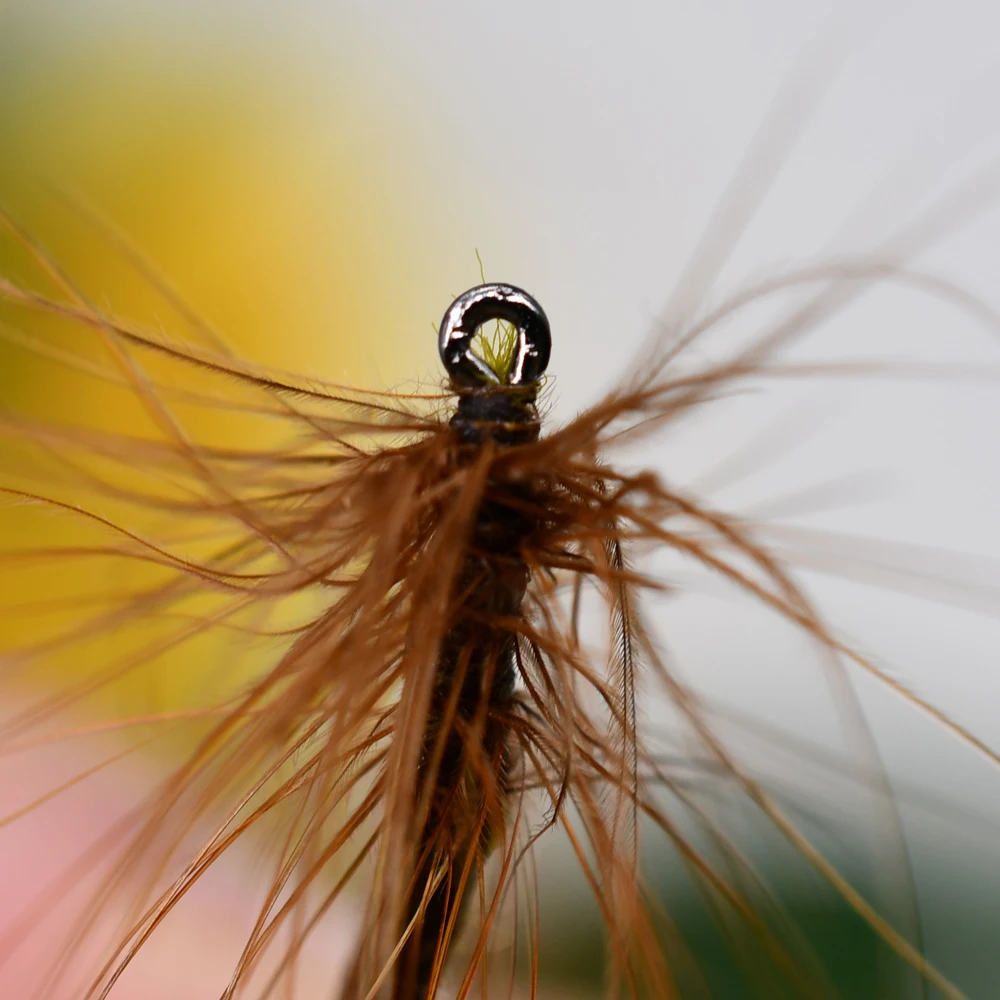 MNFT 10PCS 12 #   Color marrón Adams, pesca de trucha con mosca de cuerpo extendido moscas secas cebo para peces Caddis Midge adulto Mayfly - imagen 5