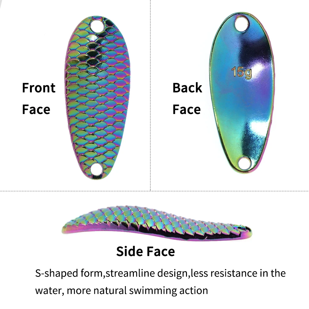 ICERIO-cucharas de pesca de arco iris brillante, señuelo duro para perca de lubina, 2,5g, 3,5g, 5g, 7g, 10g, 15g, 3 piezas - imagen 5