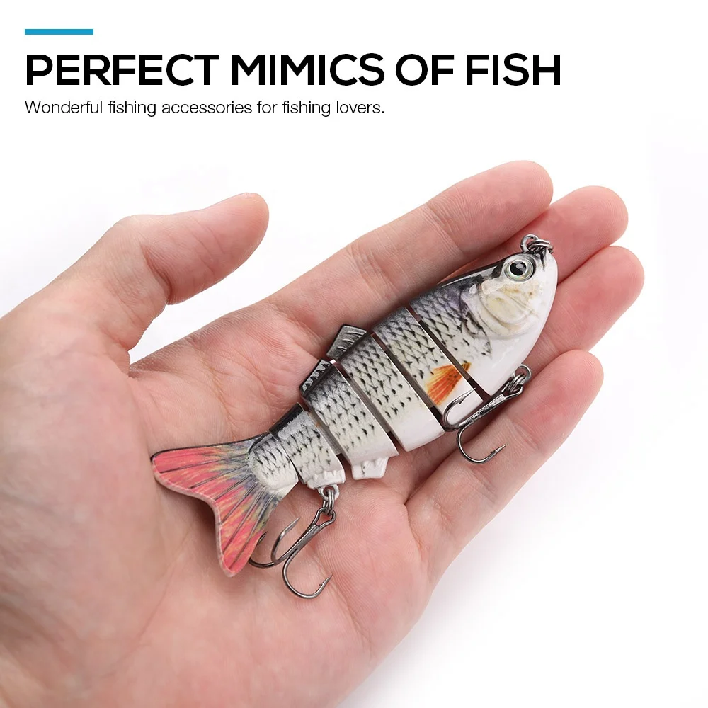 Señuelo de pesca realista, 6 segmentos, Swimbait Crankbait, cebo duro lento 18g 10cm con 6 #, herramientas de pesca - imagen 5