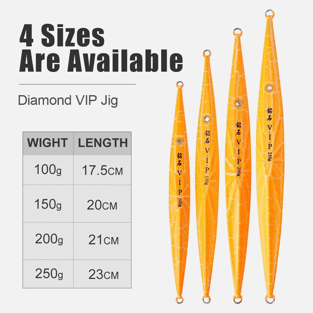 JIGGINGPRO 100g 150g 200g 250g diamante VIP Jig señuelo de Jigging Vertical pesca en el mar plantilla de Metal señuelo de pesca - imagen 3