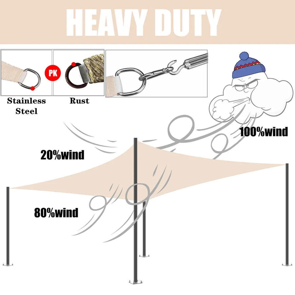 Vela triangular para sombra de sol, toldo de protección solar de HDPE transpirable, dosel de bloque UV para jardín al aire libre, Patio, pérgola, piscina, carpa - imagen 4