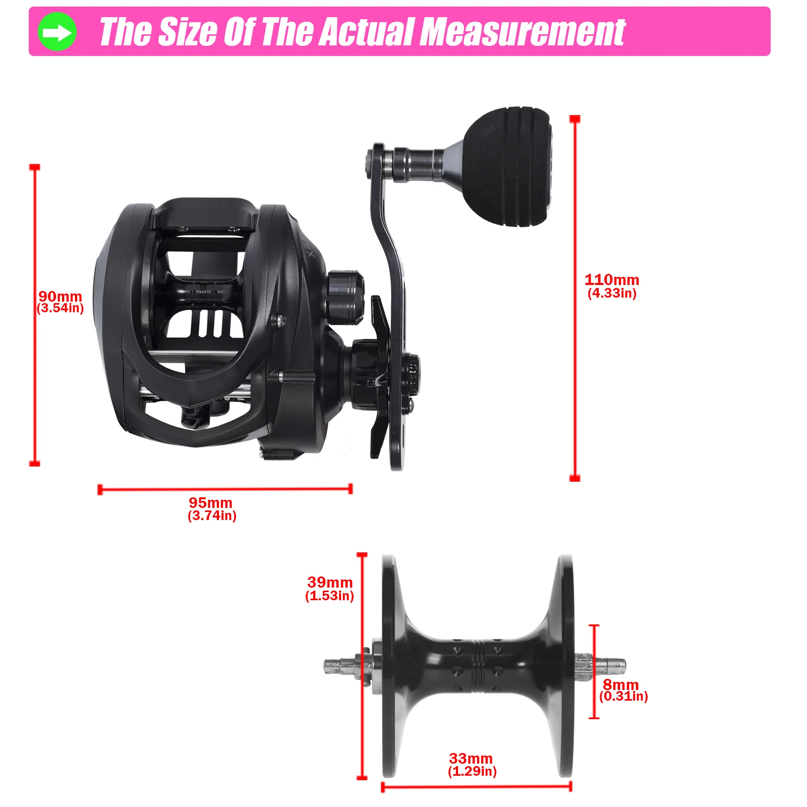 SAMOLLA carrete de Baitcasting de cuerpo ancho Max Grag 12kg 6,3: 1 engranaje de latón pesca al gato de agua salada trolling agitar rueda lenta agua de mar - imagen 4