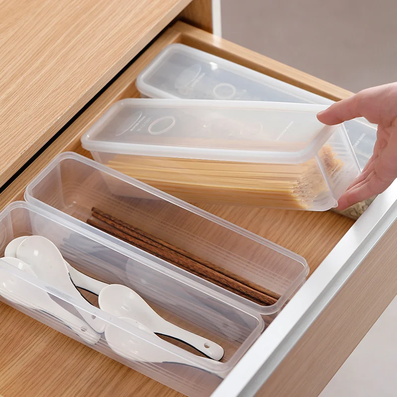 Contenedor de espaguetis para fideos de cocina, caja de almacenamiento para conservación de cereales para el hogar con cubierta, caja de espaguetis, contenedor de alimentos para cocina - imagen 4