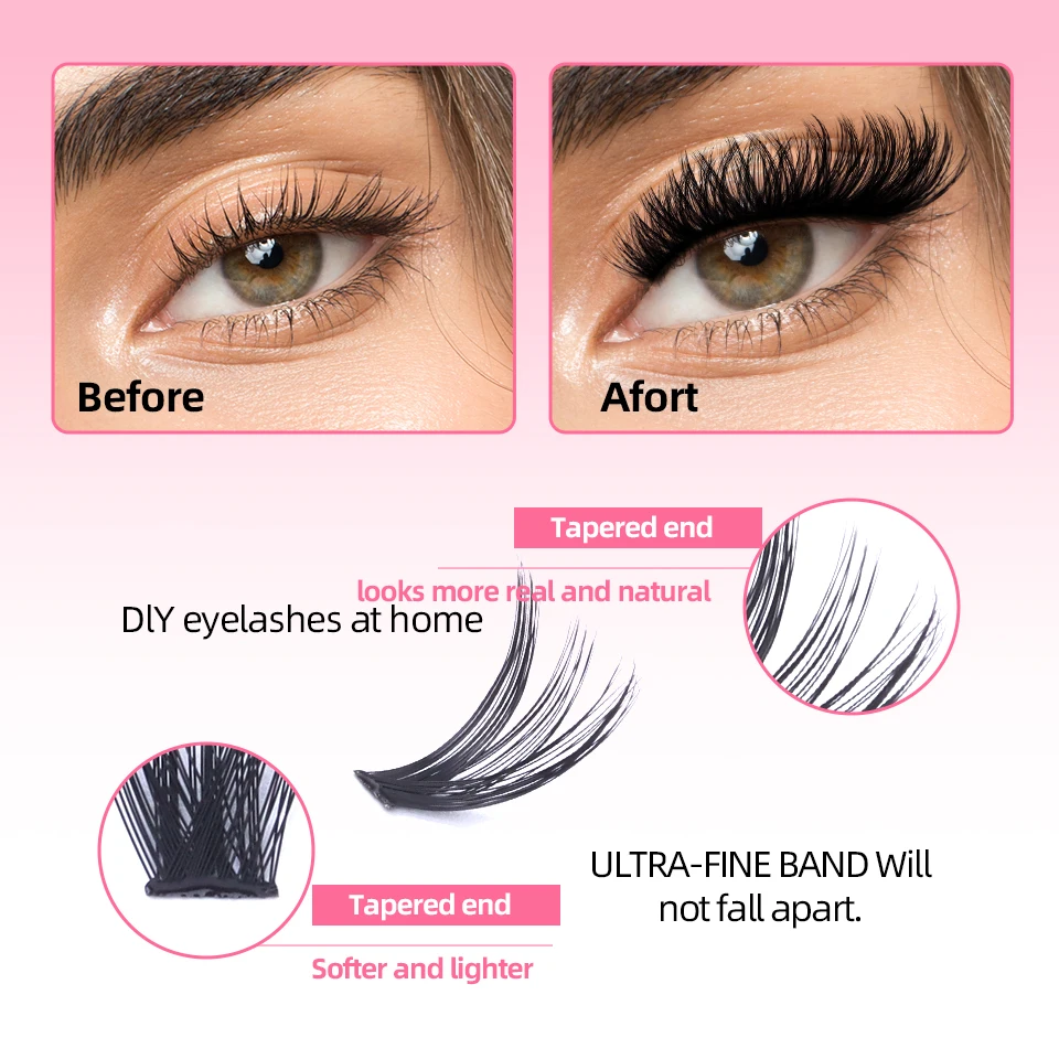Kit de extensión de pestañas 640 Uds 304050D grupos de pestañas D Curl 8-16mm Kit de pestañas individuales con unión y sello, pinzas y cepillo - imagen 5