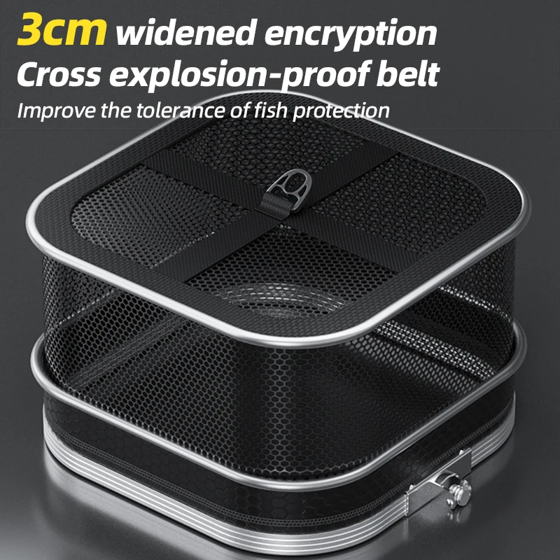 Bolsa de red de pesca, paquete de almacenamiento de red de secado rápido, 1,5 M/2M/2,5 M de largo, protección para peces, deportes al aire libre, viajes, jaula de red de pesca salvaje - imagen 2