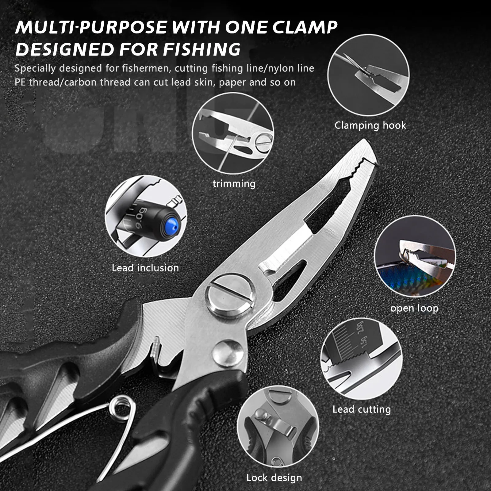 Juego de cortador de hilo de pescar de acero inoxidable, tijeras de hilo de pescar de Pe resistentes a la oxidación, accesorios portátiles para pesca al aire libre, engranajes para peces - imagen 3