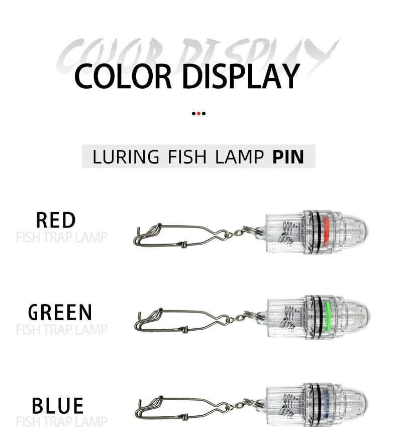 Pins de lámpara de pescado de atracción colorida en verde rojo y azul para una atracción de pesca efectiva