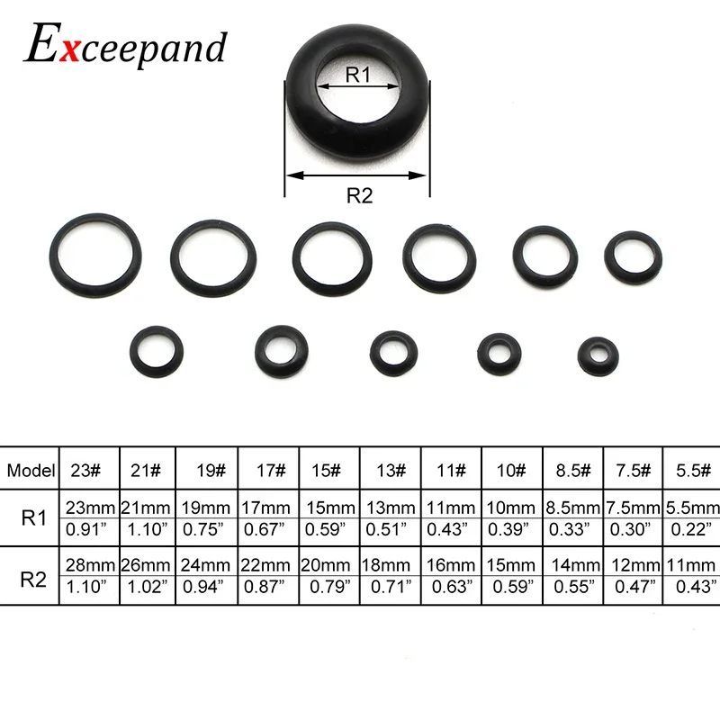 5 piezas de controles de bobinado de goma Exceepand, adaptador de ajuste de anillo decorativo para piezas de mantenimiento de reparación de construcción de caña de pescar - imagen 3