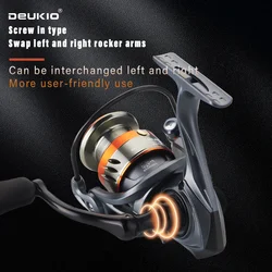 Carrete de pesca giratorio DEUKIO sin huecos 3 + 1 rodamientos de bolas de acero inoxidable mango de carrete CNC 5,2: 1 relación de engranaje 12kg arrastre máximo agua salada