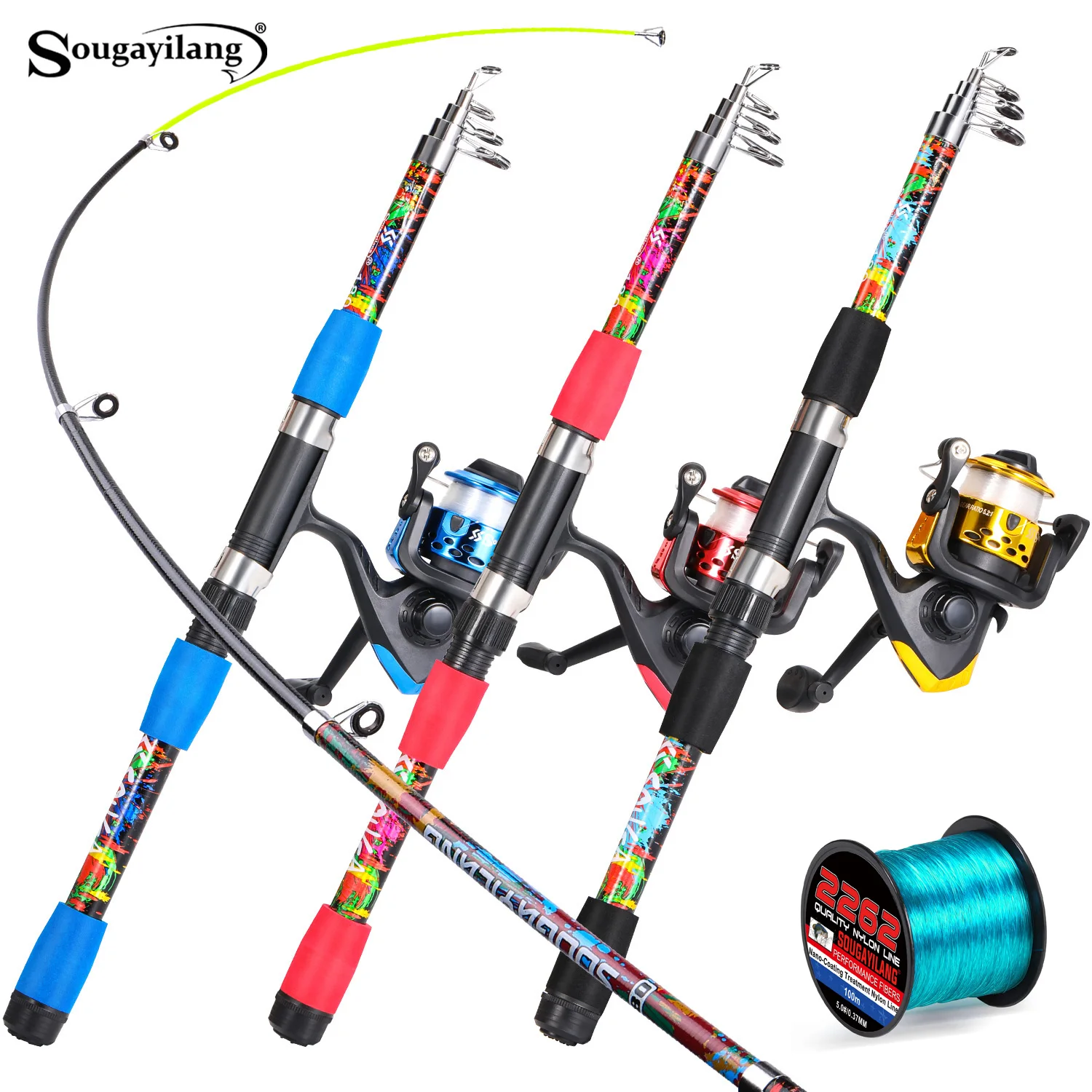 Sougayilang Juego caña telescópica y carrete para pesca salada - imagen 4
