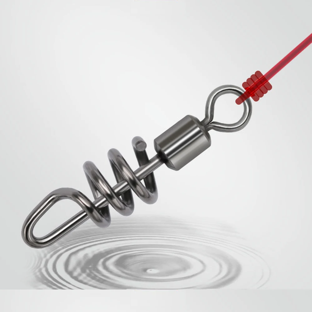 DNDYUJU-conector giratorio de pesca de acero inoxidable, 10 piezas, con cierre a presión atornillado, Conector de señuelo de pesca - imagen 4