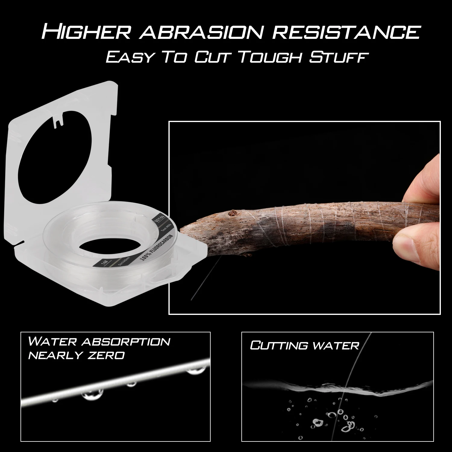 Sougayilang-línea de pesca de fibra de carbono, herramientas de pesca de carpa, líder, 80yds, 100%, Material japonés - imagen 5