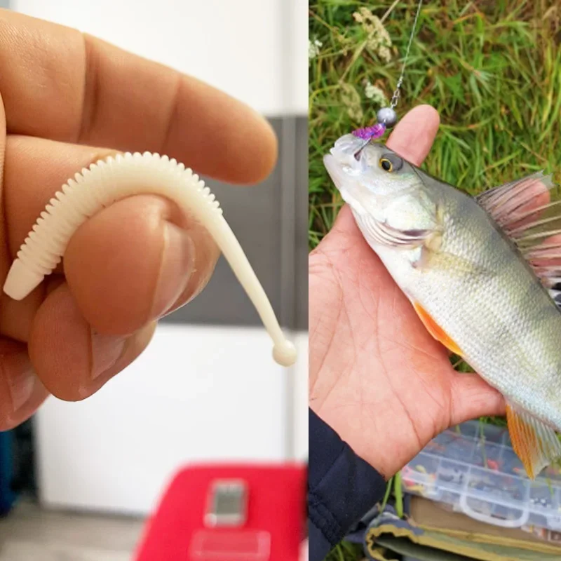 10 unids/lote olor a Camarón gusano de silicona cebo suave 6cm 0,6g Jig Wobblers señuelo de Pesca cebos artificiales para lubina carpa aparejos de Pesca - imagen 3