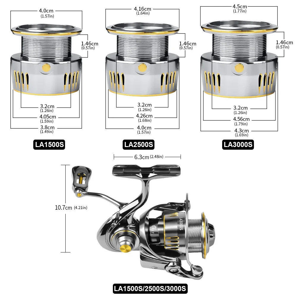 Carrete de pesca ultraligero de fibra de carbono serie LA1500S-LA3000S, arrastre máximo de 7kg, copa de línea de Metal, fundición larga, carrete de Metal de alta velocidad - imagen 5