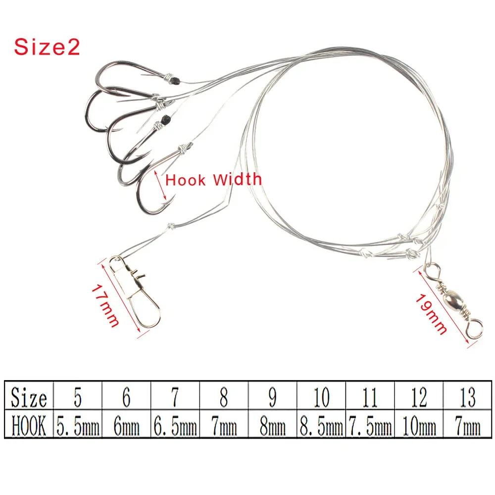 Anzuelo de cuerda de acero rico en carbono con 5 aparejos de anzuelo pequeños, aparejos de Pesca giratorios, señuelos, cebo, anzuelos de Pesca, accesorios de aparejos - imagen 2