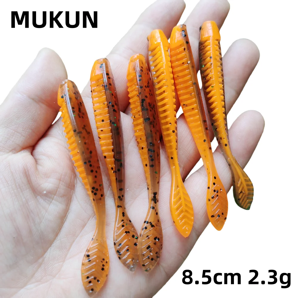 MUKUN 6 uds 8,5 CM 2,3G TPE Señuelos de pesca flotantes cebos artificiales Wobblers señuelos blandos sábalo carpa cebos de pesca de silicona