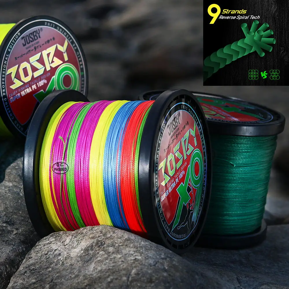 JOSBY-sedal de pesca de 9 hebras, alambre trenzado de PE superfuerte, multifilamento X9 para agua salada y dulce, accesorios de sedal de PE - imagen 5
