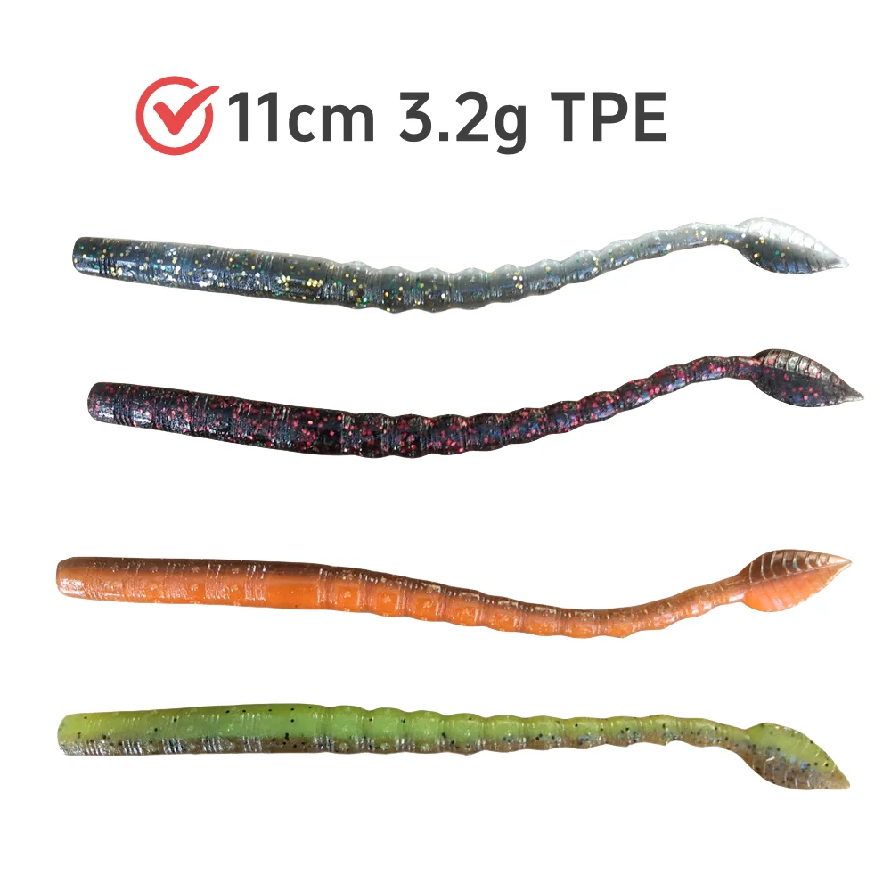 Swolfy 10 Uds 11cm 3,2g Pesca suave gusanos señuelos cebo de Pesca suave flotante TPR señuelo Pesca barato aparejos de Pesca de silicona - imagen 2