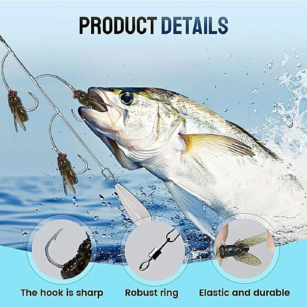 Juego de 2 señuelos de pesca con mosca artificiales con anzuelos, equipo de pesca antioxidante, cebo de pesca con mosca biónico con ayudas para lanzar duraderos - imagen 4