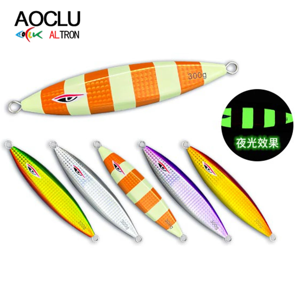 AOCLU-Plantilla de Metal lenta con forma de sardina, 300g, 400g, 500g, brillo UV luminoso, sin anzuelos, cebo duro, señuelo para pesca de lubina en barco - imagen 2