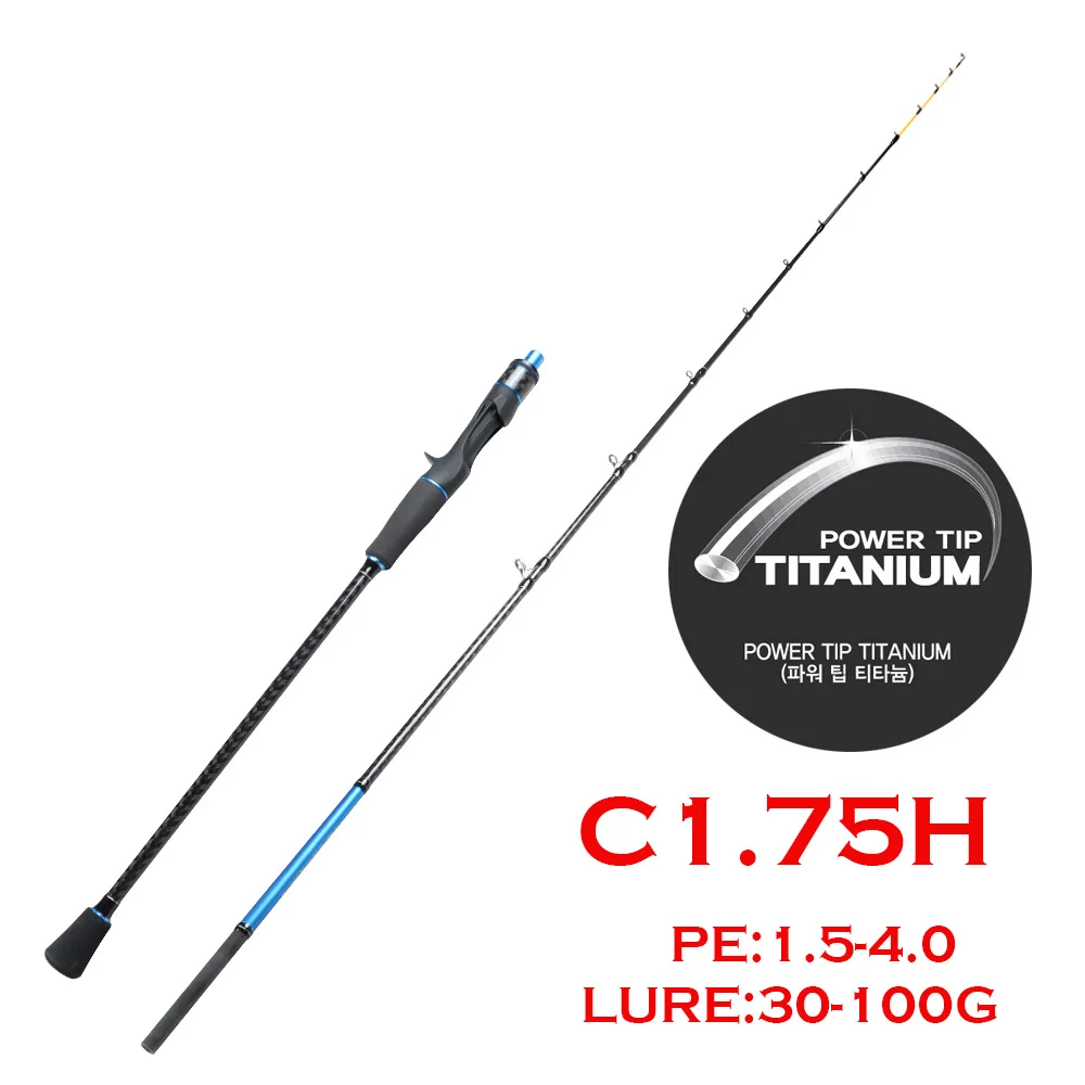 Caña de jigging para pulpo punta titanio acción 9:1